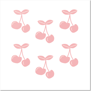 Pink cherry pattern Posters and Art